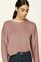 Forever21 Women's  Dusty Pink Boxy Ribbed Knit Sweater