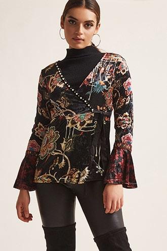 Forever21 Ornate Surplice Wrap Top