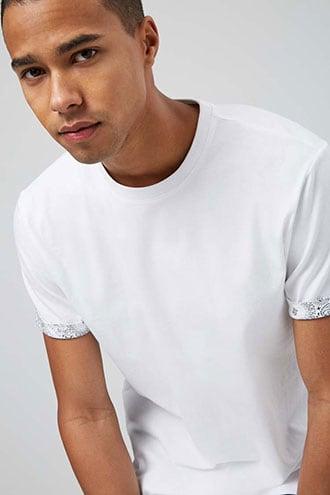 Forever21 Paisley-trim Cuffed Tee