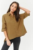 Forever21 Button-front High-low Shirt