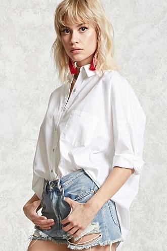 Forever21 Poplin Woven Pocket Shirt