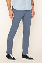21 Men Men's  Blue Slim Fit Cotton-blend Pants