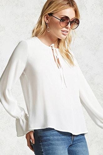 Forever21 Self-tie Bell-sleeve Top