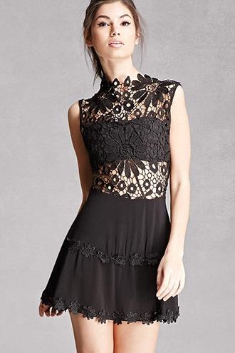 Forever21 Crochet High Neck Dress