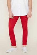 21 Men Men's  Red Slim-fit Trousers