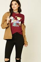Forever21 Women's  Burgundy & White Rugrats Graphic Tee