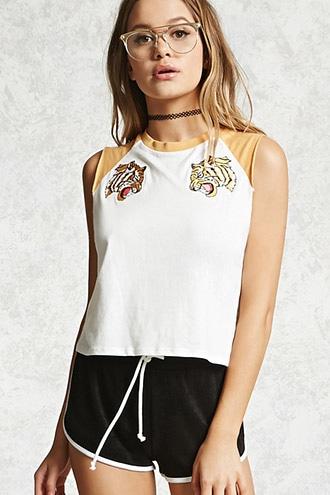 Forever21 Tiger Raglan Muscle Tee