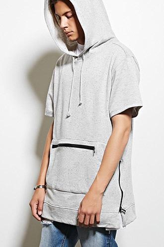 21 Men Men's  Heather Grey Victorious Zip-front Longline Hoodie