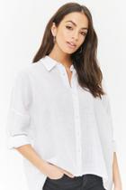 Forever21 Linen Button-front High-low Shirt