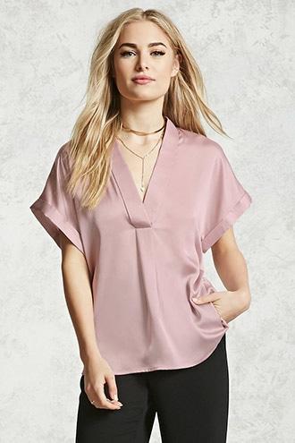 Forever21 Contemporary Satin V-neck Top