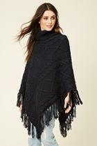 Forever21 Women's  Navy Turtleneck Sweater Poncho
