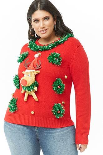 Forever21 Plus Size Reindeer Christmas Sweater