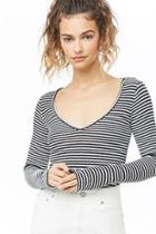 Forever21 Ribbed Striped V-neck Top