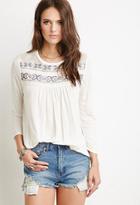 Forever21 Women's  Southwestern-embroidered Top