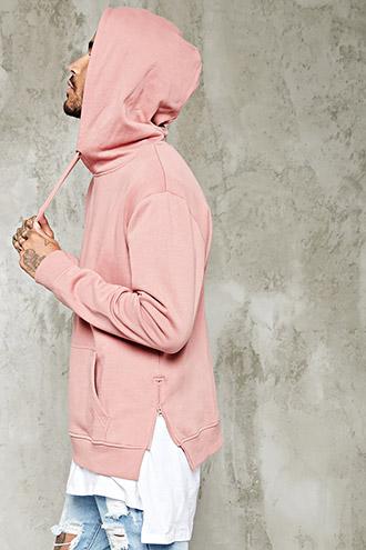 21 Men Men's  Mauve Fleece Zip-hem Hoodie