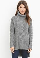 Forever21 Women's  Wool-blend Cable Knit Sweater (charcoal)