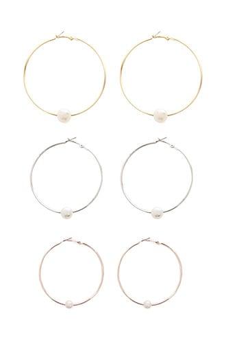 Forever21 Faux Pearl Hoop Earring Set