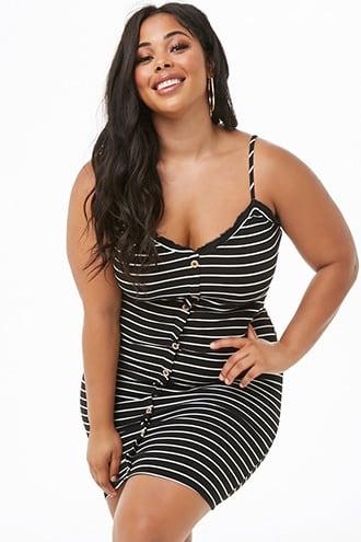 Forever21 Plus Size Ruffle-trim Striped Bodycon Dress