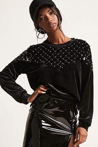 Forever21 Velvet And Sequin Sweater