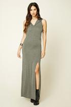 Forever21 Women's  Hooded Side-slit Maxi Dress
