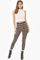 Forever21 Belted Plaid Cropped Pants