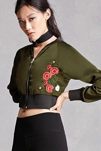 Forever21 Embroidered Bomber Jacket