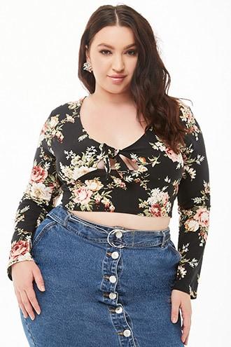 Forever21 Plus Size Floral Cutout Crop Top
