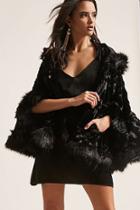Forever21 Faux Fur Hooded Poncho Jacket