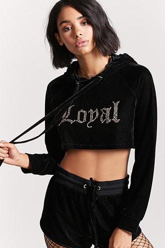 Forever21 Loyal Sequin Velvet Hoodie