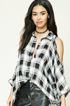 Forever21 Open-shoulder Plaid Shirt
