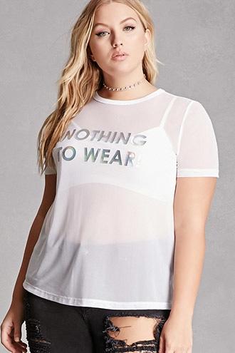 Forever21 Plus Size Graphic Mesh Tee