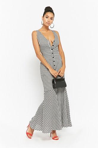 Forever21 Gingham Mermaid Maxi Dress