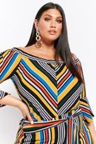 Forever21 Plus Size Multicolor Striped Keyhole Top