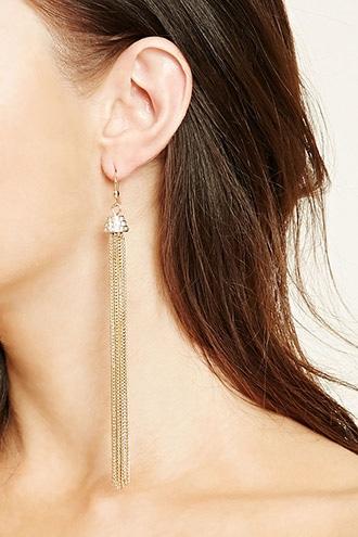 Forever21 Gold & Clear Chain Fringe Duster Earrings