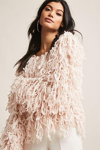 Forever21 Metallic Shaggy Knit Top