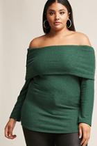Forever21 Plus Size Marled Knit Off-the-shoulder Top