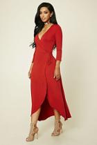 Forever21 Women's  Brick Surplice Maxi Dress