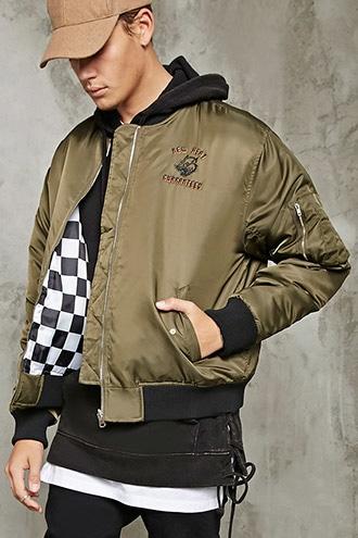 21 Men Men's  Embroidered Bomber Jacket