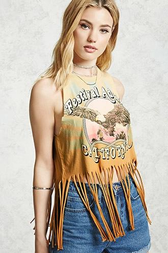 Forever21 Fringe Graphic Muscle Tee
