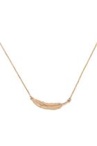 Forever21 Antique Gold Etched Feather Pendant Necklace