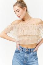 Forever21 Sheer Off-the-shoulder Star Print Top