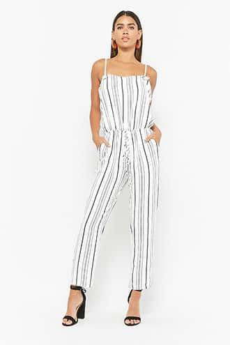 Forever21 Striped Drawstring Jumpsuit
