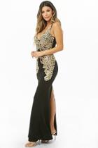 Forever21 Soieblu Embroidered Open-back Gown