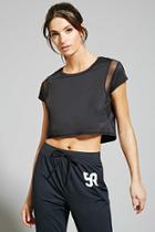Forever21 Women's  Black Active Mesh-paneled Crop Top