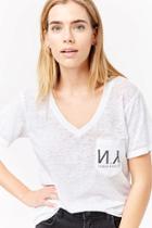 Forever21 Burnout Ny Graphic Pocket Tee