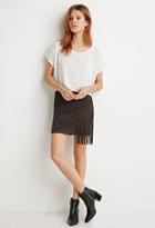 Love21 Fringed Faux Suede Skirt