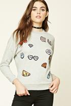 Forever21 Women's  Oh La La Patched Sweatshirt