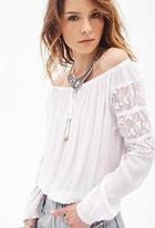 Forever21 Crochet-paneled Peasant Top