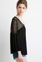 Love21 Lace Peasant Sleeve Top