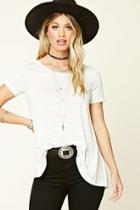 Forever21 Women's  Distressed Striped Trapeze Top